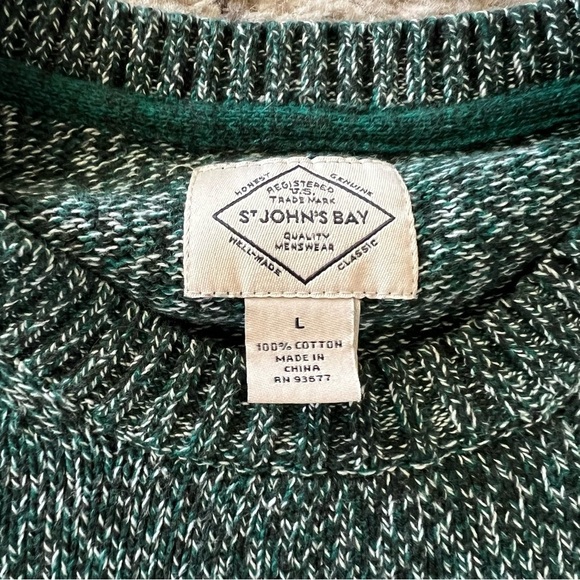 St John’s Bay Men’s Sweater Green Marled Crewneck Pullover size large - Picture 5 of 9